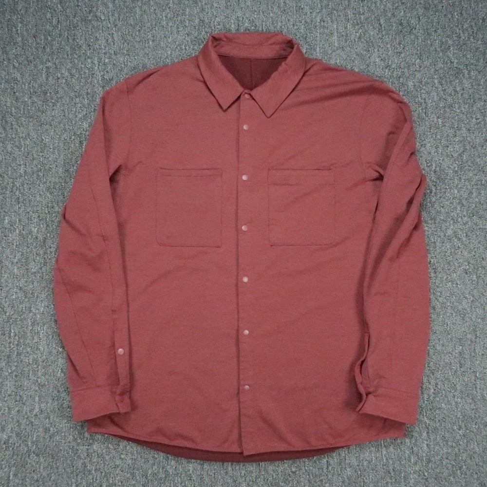 lululemon Shirt Mens Extra Large Red Compatibility Snap Front Long Sleeve XL